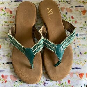 A2 by Aerosoles Teal Beaded Women's Sandals